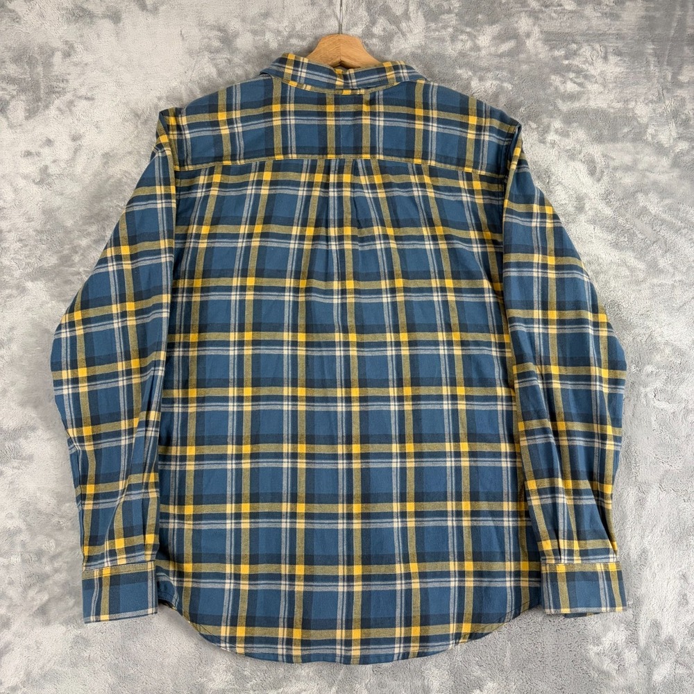 Columbia Regular Fit Flannel Shirt Mens Medium Blue Yellow Plaid Long Sleeve - Picture 7 of 7